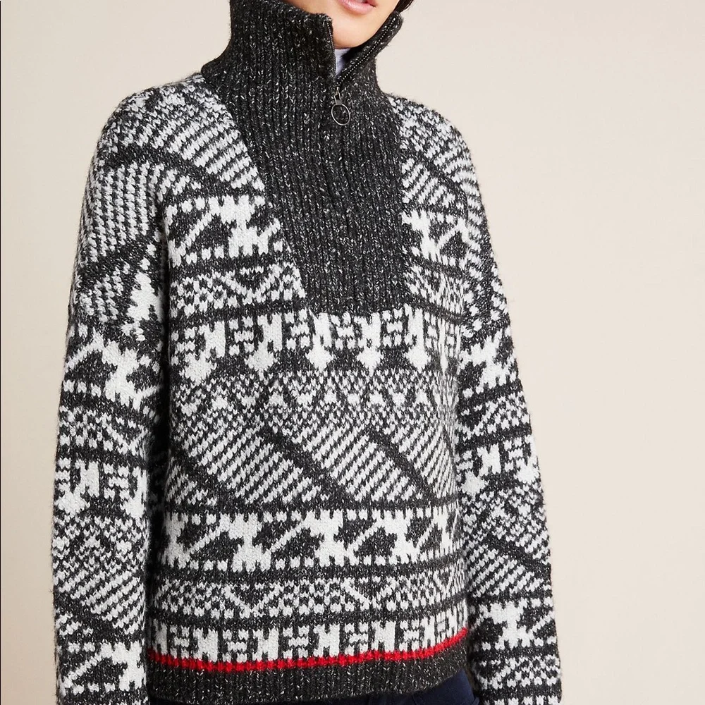 Anthropologie Rafela Half-Zip Geometric Pullover Large size - Picture 5 of 8